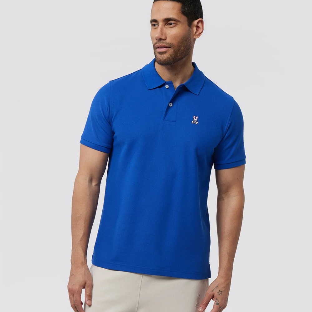 Psycho Bunny Mens Classic Pique Polo Shirt, sapphire, size 6